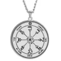 Stainless steel Solomon seal amulet pendant necklace, detailed occult talisman jewelry. - Style 36