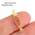 Edelstahl Gold Fisch Skelett Anhänger Schmuckkomponente DIY Halskette Charm 5x22mm - Kleiner Fischgrätenstil(DY1580-2) / 1 Stück Packung (5x22mm) / Gold