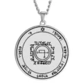 Stainless steel Solomon seal occult planetary amulet pendant necklace with mystical symbols. - Style 37