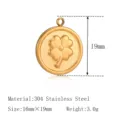 Gold 304 stainless steel four-leaf clover pendant DIY jewelry accessory size 16x19mm - Round Four-Leaf Clover Frame(DY1693-2) / Gold