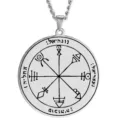 Stainless steel Solomon seal talisman pendant necklace with mystical occult Hebrew inscriptions. - No. 40
