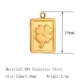 Gold stainless steel four leaf clover rectangular pendant DIY jewelry accessory, 12x19mm size. - Rectangular Four-Leaf Clover(DY1692-2) / Gold