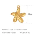 Gold stainless steel flower pendant charm DIY jewelry accessory size 19x21mm weight 1.8g - Five-Petal Flower Starfish(DY1690-2) / Gold