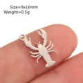 Stainless steel lobster charm pendant, small metal jewelry accessory, size 9x16mm. - Lobster Style(DY1583-1)