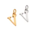 Dijes colgantes de letra V de acero inoxidable en oro y plata para joyería DIY. - Letra V
