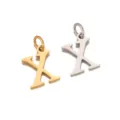 Colgante de letra X de acero inoxidable en oro y plata, accesorio de joyería DIY. - Letra X