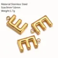 Ciondolo con lettera E in acciaio inossidabile dorato per gioielli DIY, 9x16mm. - Ciondolo Lettera E / Oro