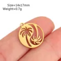 Stainless steel palm tree round pendant charm, gold plated jewelry accessory variant style. - Palm Tree Round Style(DY1581-2)