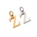 Amuletos colgantes de letra Z de acero inoxidable, oro y plata para joyería DIY. - Letra Z