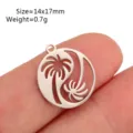 Stainless Steel Palm Tree Pendant Round Hollow Charm DIY Jewelry Accessory 14x17mm - Palm Tree Round Style(DY1581-1)