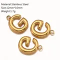 Ciondolo lettera in acciaio inossidabile accessorio gioielli DIY charm oro 12x16mm. - Ciondolo Lettera G / Oro