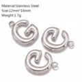 Ciondolo lettera G in acciaio inossidabile per gioielli fai da te, 12x16mm, 1.7g. - Ciondolo Lettera G / Argento