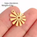 Stainless steel flower pendant 16x16mm gold jewelry accessories DIY charms components - Radial Floral Style(DY875-2)