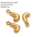 Roestvrijstalen opgeblazen letter hanger DIY sieraden goudkleur 6x10mm accessoire - J-2