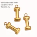 Ciondolo lettera I in acciaio inossidabile dorato per creazione gioielli DIY 6x16mm - Ciondolo Lettera I / Oro