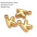 Roestvrij staal gouden bubbel letter K hanger, 6x11mm DIY sieraden accessoire delen. - Letter K - Goud