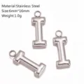 Ciondolo gioiello lettera I in acciaio inossidabile fai da te charm 6x16mm accessorio argentato - Ciondolo Lettera I / Argento