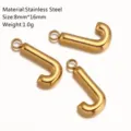 Ciondolo charm lettera J in acciaio inossidabile DIY, elegante finitura oro, 8x16mm. - Ciondolo Lettera J / Oro