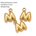 Goudkleurig Roestvrij Staal Puffy Letter M Bedel Hanger DIY Sieraden Accessoire Optie - M-2