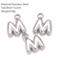 Roestvrijstalen pufferige letter M bedel, 8x11mm DIY hanger voor sieraden maken. - M-1