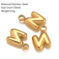 Roestvrij staal gouden bolle letter N hanger DIY mode sieraden accessoire 7x10mm groot - Letter N - Goud