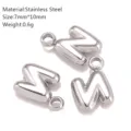 Roestvrij Staal Bubble Letter N Hanger DIY Sieraden Accessoire Leuke Zilveren Bedel - Letter N - Zilver