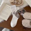 Calcetines de mujer bonitos con cola de gato de peluche, algodón blanco suave uso diario - Talla única / Blanco Dibujos Animados