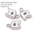 Roestvrijstalen bubbel letter hanger DIY sieraden accessoires 7x10mm voor set nieuw - Letter R - Zilver