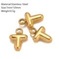 Gouden roestvrijstalen opgeblazen letter T hanger, minimalistisch DIY sieradenaccessoire duurzaam. - Letter T - Goud