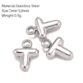 Roestvrij staal opgeblazen letter T hanger DIY sieraden maken accessoires 7x10mm 0,5g - Letter T - Zilver