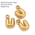 Gouden roestvrij staal pufferige letter U hanger bedel voor DIY sieraden 7x10mm 0,5g - U-2