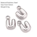 RVS bubbel letter U hanger DIY sieraden accessoire, 7x10mm formaat, zilveren afwerking. - U-1