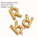 Ciondolo lettera R in acciaio inossidabile accessorio gioielli fai da te, charm 11x16mm semplice - Ciondolo Lettera R / Oro