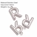 Ciondolo Lettera R in Acciaio Inossidabile Charms per Gioielli Fai da Te 11x16mm 1.7g - Ciondolo Lettera R / Argento