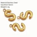 Ciondolo a lettera S in acciaio inossidabile, accessorio per gioielli DIY oro, 9x16mm. - Ciondolo Lettera S / Oro
