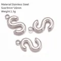 Pendente con lettera S in acciaio inossidabile ciondoli gioielli fai da te, accessorio 3pz - Ciondolo Lettera S / Argento