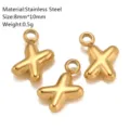 Gouden Roestvrij Stalen Puffy Letter X Bedel Hanger DIY Sieraden Accessoires 8x10mm - X-2