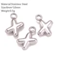 Roestvrij staal opgeblazen letter X hanger DIY sieraden accessoire, maat 8x10mm, gepolijst. - X-1