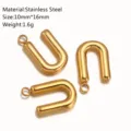 Ciondolo per gioielli DIY in acciaio inossidabile a forma di U, charm dorato, 10x16 mm. - Ciondolo Lettera U / Oro