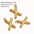 Ciondolo lettera X in acciaio inossidabile, accessorio gioielli DIY oro 11x16mm elegante. - Ciondolo Lettera X / Oro