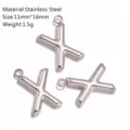 Ciondolo charm con lettera X in acciaio inossidabile per gioielli fai da te 11x16mm - Ciondolo Lettera X / Argento