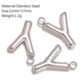 Ciondolo lettera Y in acciaio inox, misura 11x17mm, peso 1,2g, accessorio per gioielli fai da te. - Ciondolo Lettera Y / Argento