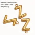 Ciondolo con lettera Z in acciaio inossidabile per gioielli fai da te artigianali 10x16mm - Ciondolo Lettera Z / Oro