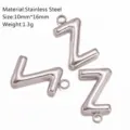 Ciondolo lettera Z in acciaio inossidabile, accessorio per gioielli fai da te 10x16mm. - Ciondolo Lettera Z / Argento