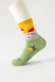 Weihnachtliche Wadenstrümpfe für Damen und Herren, gelb-grüne Socken mit Weihnachtsmann. - Einheitsgröße / Grün Gelb Weihnachtsmann