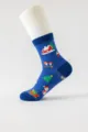 Blaue Weihnachtssocken im Mid-Cut-Design mit festlichen Schneemann- und Wintermotiven für Damen. - Einheitsgröße / Blauer Weihnachtsbaum