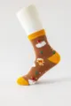 Weihnachtssocken für Damen, braune Wintersocken mit niedlichem Weihnachtsmann Muster Baumwolle. - Einheitsgröße / Kaffee Lebkuchenmann