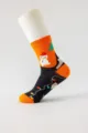 Weihnachtliche Mittelsocken, orange-schwarzes Design, süßes Schneemann-Muster, bequeme Freizeitsocken. - Einheitsgröße / Gelber Schneemann