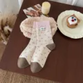 Bonitos calcetines de mujer rosas con flores, estilo universitario lindo, calcetines de algodón. - Mujer 35-39 / Etiqueta de Tela Floral