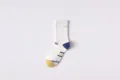 Calcetines deportivos de compresion blancos con rayas azules y amarillas para fitness. - Talla única / Amarillo